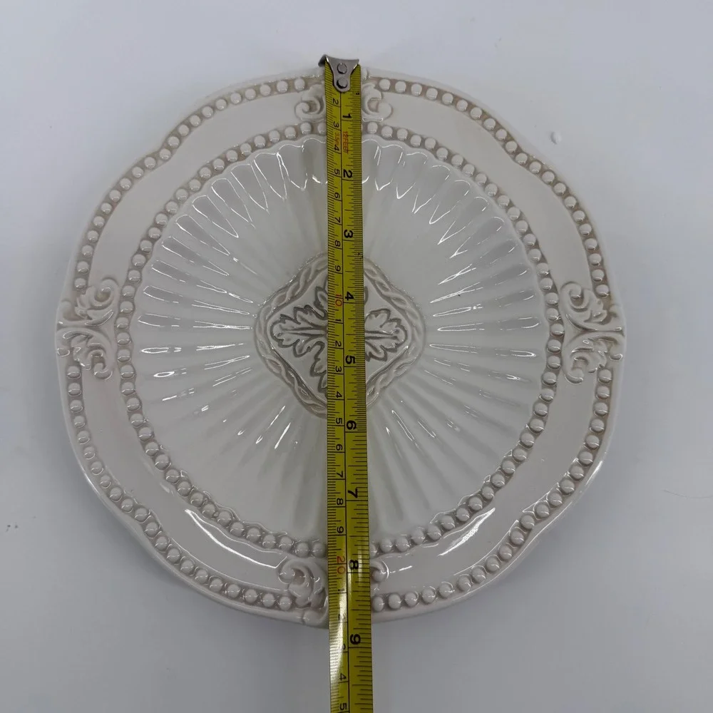 American Atelier Bianca Baroque Cream Salad Plate bossed‎ Stoneware NEW